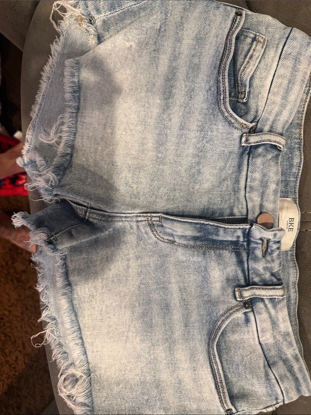 BKE Light Blue Distressed Denim Cutoff Shorts
